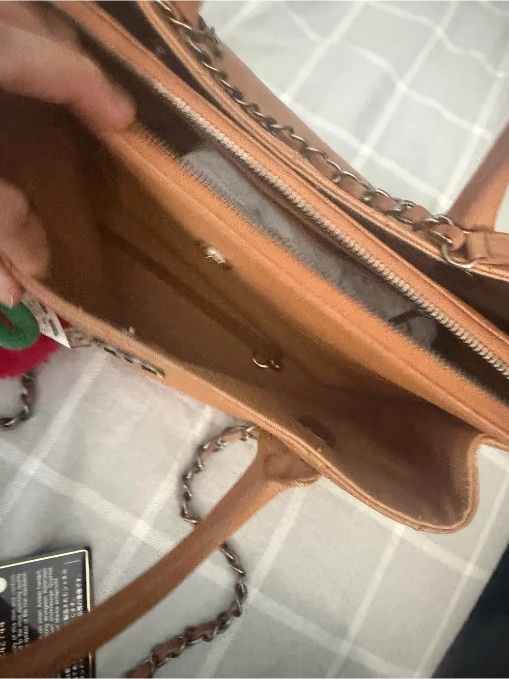 💯 Auth CHANEL Quilted Camel Leather Shoulder Bag with Chain Strap